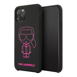 Чехол Karl Lagerfeld Liquid silicone Ikonik outlines Hard для iPhone 11 Pro, черный/розовый