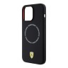 Ferrari для iPhone 15 Pro чехол Liquid silicone Scuderia printed ring Hard Black (MagSafe)