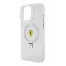 Ferrari для iPhone 15 Pro чехол PC/TPU + Ring stand Hard Silver прозрачный (Magsafe)