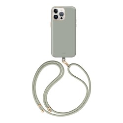Uniq для iPhone 15 Pro Max чехол COEHL CREME Liquid silicone with Strap Soft Sage (MagSafe)