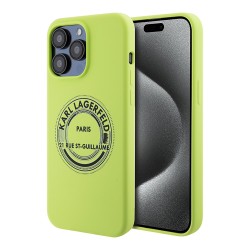 Lagerfeld для iPhone 15 Pro Max чехол Liquid silicone RSG Round logo Hard Green