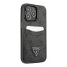 Чехол Guess PU 4G Double cardslot Metal triangle logo Hard для iPhone 12 Pro Max, черный