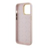 Guess для iPhone 15 Pro Max чехол Liquid silicone Gold metal logo & Camera frame Hard Pink