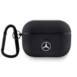 Mercedes для Airpods Pro 2 чехол Genuine leather Stars Metal logo Black