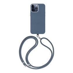 Uniq для iPhone 15 Pro Max чехол COEHL MUSE Leatherette with Strap Sapphire Blue (MagSafe)
