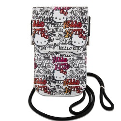 Hello Kitty для смартфонов сумка Wallet Phone Bag PU leather Graffiti Tags with Cord Beige