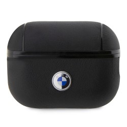 BMW для Airpods Pro 2 чехол Signature leather with metal logo Black