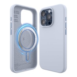 Elago для iPhone 15 Pro чехол Soft silicone (Liquid) Light Blue (MagSafe)
