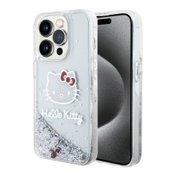 Hello Kitty для iPhone 15 Pro чехол Liquid Glitter Kitty Head Hard Translucent