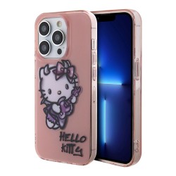 Hello Kitty для iPhone 15 Pro чехол PC/TPU Graffiti Guitar Hard Pink