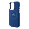 Mercedes для iPhone 15 Pro чехол Liquid silicone Stars Laser Ring Hard Navy (MagSafe)