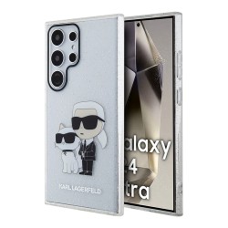 Karl Lagerfeld для Galaxy S24 Ultra чехол PC/TPU NFT Karl&Choupette Glitter прозрачный с блестками