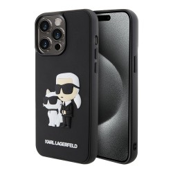 Lagerfeld для iPhone 15 Pro чехол 3D Rubber Karl & Choupette Hard Black