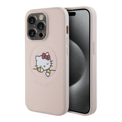 Hello Kitty для iPhone 15 Pro чехол PU Leather Kitty Asleep Hard Pink (MagSafe)