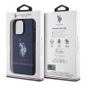 U.S. Polo для iPhone 15 Pro чехол PU Double horse logo and Stripes Hard Navy