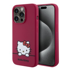 Hello Kitty для iPhone 15 Pro Max чехол Liquid silicone Dreaming Kitty Hard Red