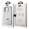Lagerfeld для iPhone 15 Pro чехол Fixed glitters NFT Choupette Metal pin Hard Silver