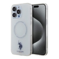 U.S. Polo для iPhone 15 Pro Max чехол PC/TPU Double Horse logo with Ring Hard White (MagSafe)