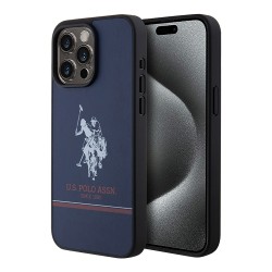 U.S. Polo для iPhone 15 Pro Max чехол PU Double horse logo and Stripes Hard Navy