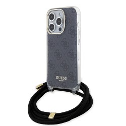Guess для iPhone 15 Pro чехол Crossbody PC/TPU 4G Hard + Nylon cord Black
