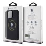 U.S. Polo для iPhone 15 Pro Max чехол PU Round Double horse logo Hard Black (MagSafe)