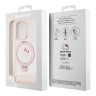 Hello Kitty для iPhone 15 Pro Max чехол PC/TPU Kitty Head + Ring Stand Hard Glitter Pink (MagSafe)