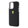 Ferrari для iPhone 15 Pro чехол Liquid silicone with metal logo Hard Black