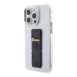 Guess для iPhone 15 Pro чехол GripStand PC/TPU 4G with Script metal logo Hard Clear/Black