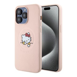 Hello Kitty для iPhone 15 Pro Max чехол PU Leather Kitty Asleep Hard Pink (MagSafe)