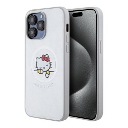 Hello Kitty для iPhone 15 Pro Max чехол PU Leather Kitty Asleep Hard Silver (MagSafe)