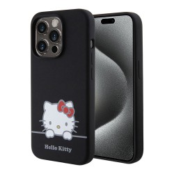 Hello Kitty для iPhone 15 Pro чехол Liquid silicone Dreaming Kitty Hard Black