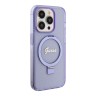 Guess для iPhone 15 Pro чехол PC/TPU Script logo + Ring stand Hard Glitter Purple (MagSafe)