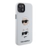 Karl Lagerfeld для iPhone 15 чехол Liquid Silicone NFT Karl & Choupette heads Hard White
