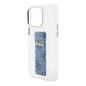 Guess для iPhone 15 Pro Max чехол GripStand PC/TPU 4G with Script metal logo Hard Clear/Blue