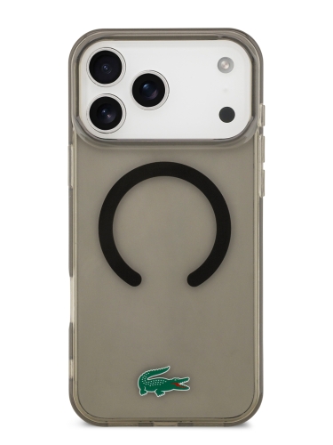 Lacoste для iPhone 17 Pro Max чехол IML Croc logo Hard Transparent Black (MagSafe)