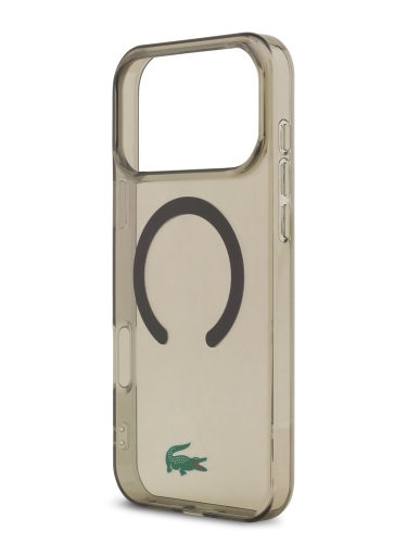 Lacoste для iPhone 17 Pro Max чехол IML Croc logo Hard Transparent Black (MagSafe)
