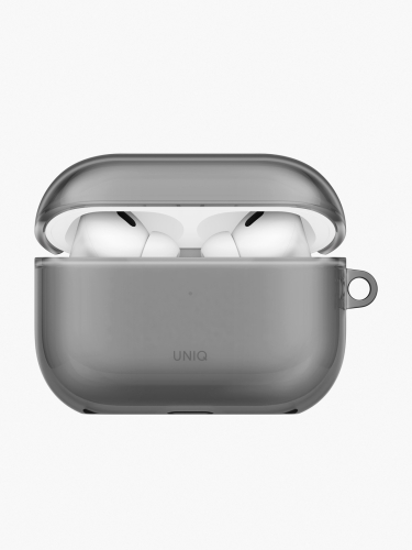 Uniq для Airpods Pro 3 чехол Glase TPU case with carabin Glossy Smoke
