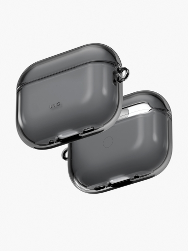 Uniq для Airpods Pro 3 чехол Glase TPU case with carabin Glossy Smoke