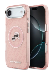 Karl Lagerfeld для iPhone Air чехол IML NFT Karl&Choup Head on logo Metal Cam Hard Pink (MagSafe)