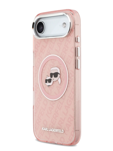 Karl Lagerfeld для iPhone Air чехол IML NFT Karl&Choup Head on logo Metal Cam Hard Pink (MagSafe)