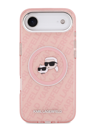Karl Lagerfeld для iPhone Air чехол IML NFT Karl&Choup Head on logo Metal Cam Hard Pink (MagSafe)