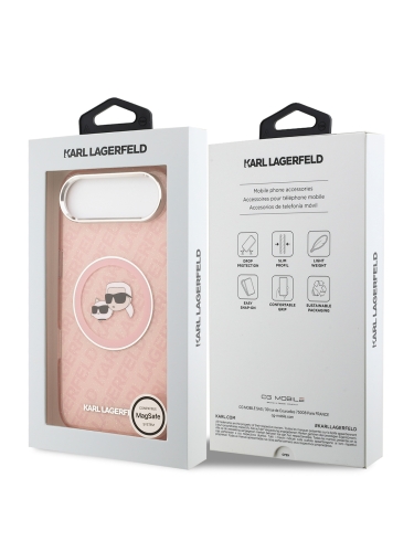 Karl Lagerfeld для iPhone Air чехол IML NFT Karl&Choup Head on logo Metal Cam Hard Pink (MagSafe)