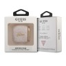 Чехол Guess PU leather 4G metal logo с карабином для Airpods 1/2, розовый