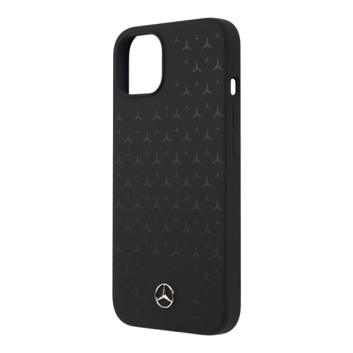 Чехол Mercedes Liquid Silicone Stars Hard для iPhone 13, черный