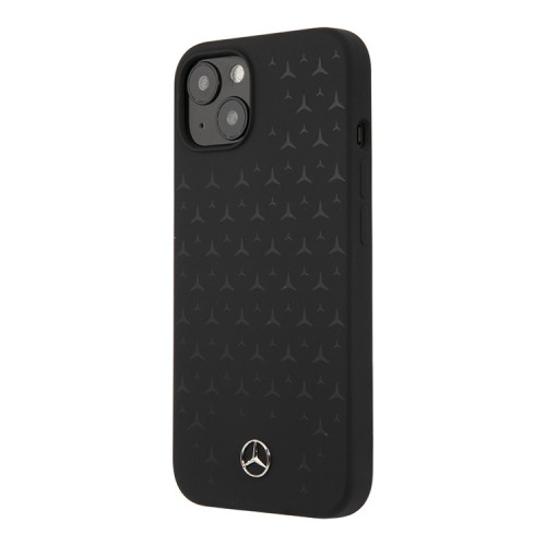 Чехол Mercedes Liquid Silicone Stars Hard для iPhone 13, черный