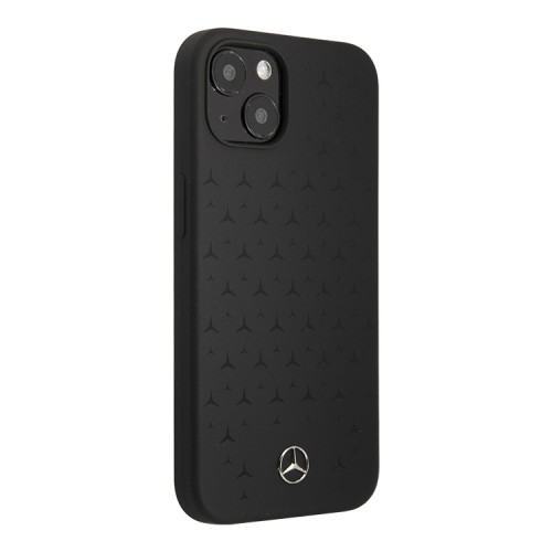 Чехол Mercedes Liquid Silicone Stars Hard для iPhone 13, черный