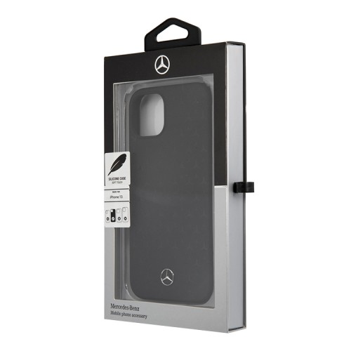 Чехол Mercedes Liquid Silicone Stars Hard для iPhone 13, черный