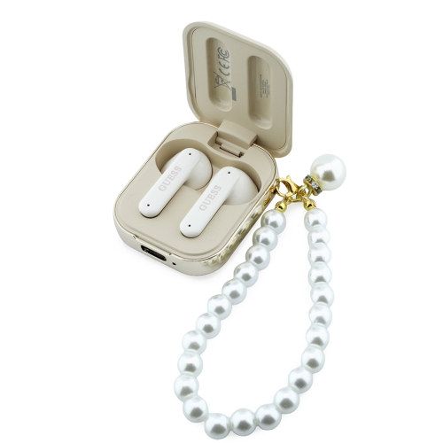 Guess Наушники TWS Bluetooth Rectangle with Pearl Hand Strap Beige