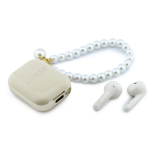 Guess Наушники TWS Bluetooth Rectangle with Pearl Hand Strap Beige