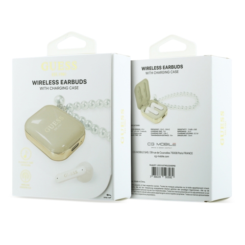 Guess Наушники TWS Bluetooth Rectangle with Pearl Hand Strap Beige